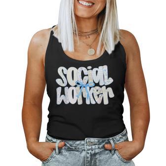 Social Worker Floral Coquette Bow Lcsw Social Work Month Women Tank Top | Seseable CA