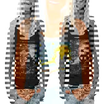 Starry Night Van Gogh Farmer Chicken Rooster Graphic Women Tank Top | Mazezy