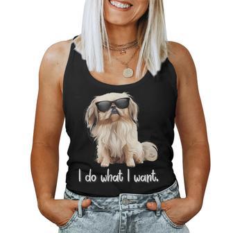 Sunglasses Cute Do What I Want Pekingese Lover Women Tank Top - Thegiftio UK