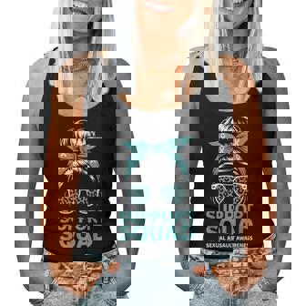 Support Squad Sexual Assault Awareness Month Messy Bun Women Tank Top - Seseable