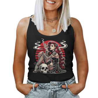 Tatouage Gothique Pin-Up Fille Crâneintage Horreur Rockabilly Débardeur pour femme - Cadeauxyz