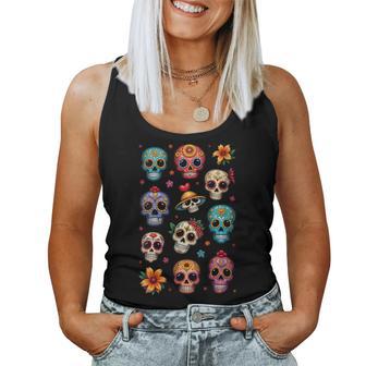 Tête De Mort Mexicaineugarkull Doodle Dia De Los Muertos Débardeur pour femme - Cadeauxyz