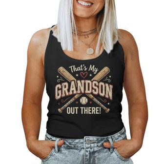 That's My Grandson Out There Proud Baseball Grandma Women Tank Top - Monsterry