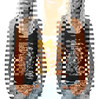 Turkey Drinking Coffee Thanksgiving Bow Turkey Day Women Tank Top - Monsterry