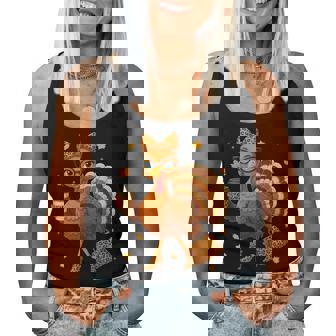 Turkey Drinking Coffee Thanksgiving Leopard Turkey Day Women Tank Top | Seseable CA