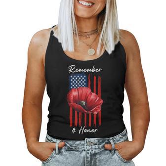 Veterans Day Usa Memorial Day Red Poppy Flower Military Women Tank Top | Mazezy