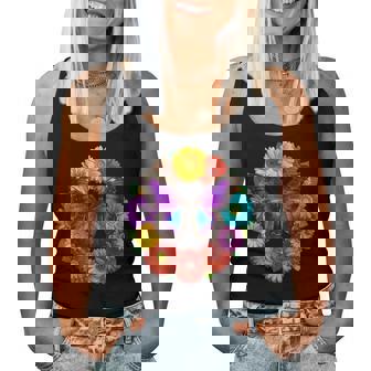 Vibrant Butterfly Wings Botanical Flower Circle Summer Women Tank Top - Thegiftio