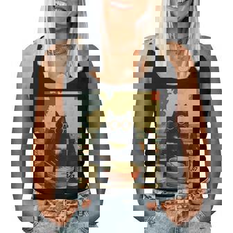 Vintage Japanese Cat Ramen Cat Dad Retro Graphic Women Women Tank Top | Seseable FR