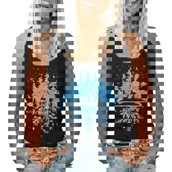 Vintage Snowflake Christmas Tree Pjs Xmas Women Women Tank Top - Thegiftio