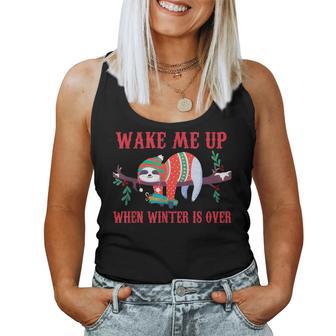Wake Me Up When Winter Is Over Sloth Christmas Quote Women Tank Top - Thegiftio UK