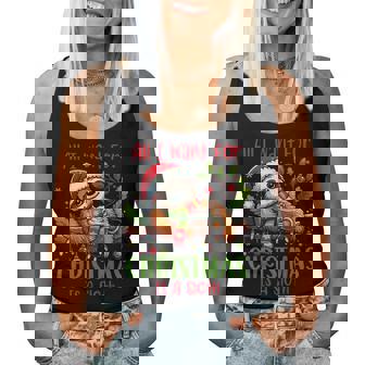 All I Want For Christmas Is A Sloth Cute Santa Christmas Women Tank Top - Monsterry