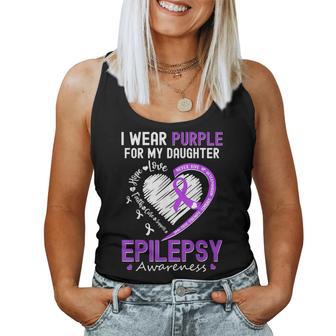 I Wear Purple For My Daughter Epilepsy Awareness Warrior Mom Women Tank Top - Thegiftio UK