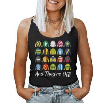 And They're Off Horse Derby Day Racing Silks Jockey Women Tank Top | Mazezy