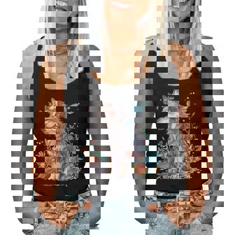 かわいいオオカミ 花 I キッズ オオカミ 長袖tシャツ レディースタンクトップ - Kawaiitshirt