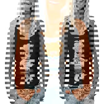 クールなテディベアの女の子と無料の抱擁イラストグラフィック。 レディースタンクトップ - Kawaiitshirt