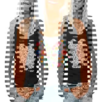 チャウチャウ 水彩 花 デザイン レディースタンクトップ - Kawaiitshirt