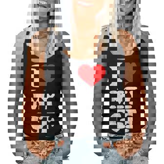 ユーズド加工 I Heart My Girlfriend アパレル I Love My Gf レディースタンクトップ - Kawaiitshirt