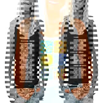 ヴァン・ゴッホコラージュ 星月夜 ひまわり アーモンドの花 レディースタンクトップ - Kawaiitshirt