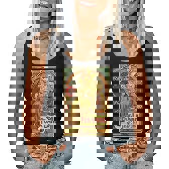 ヴィンテージ ジャマイカ ラム広告ポスター 女の子 アルフォンスミュシャ 長袖tシャツ レディースタンクトップ - Kawaiitshirt