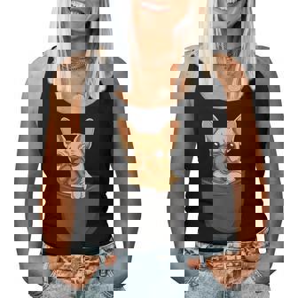 男性用、女性、子供用の胸ポケットに入った面白い子犬。 レディースタンクトップ - Kawaiitshirt