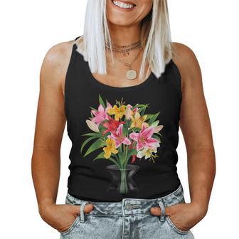 美しいユリの春の花 フローラルプリント ガーデニング レディースタンクトップ - Kawaiitshirt