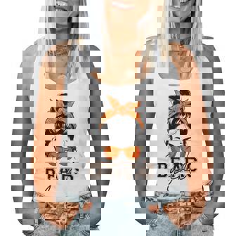 Bears Girl Messy Bun Sports Fan Team Athletic Spirit Women Tank Top | Mazezy