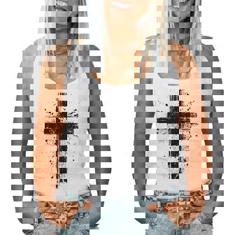 Black Christian Cross Y2k Distressed Graphic Women Tank Top - Thegiftio