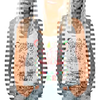 Christmas Crew Pink Flamingo Lover Family Xmas Lights Pajama Women Tank Top | Seseable CA