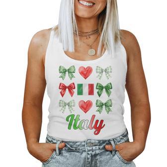 Coquette Bow Italian Flag Italy Hearts Cute Girls Women Tank Top | Mazezy