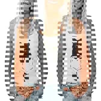 Cute Black Cat Pocket Cat Mom Cat Dad Cat Lover Women Tank Top | Seseable UK