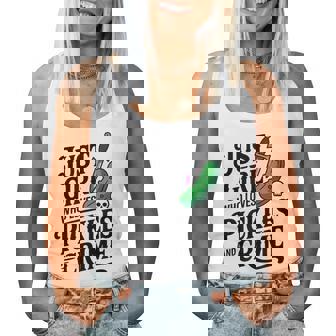 Cute Just A Girl Who Loves Pickles And Crime Halloween Women Tank Top - Thegiftio