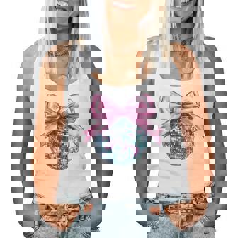 Disco Ball Pink Coquette Bow Cute Dainty Bow Ribbon Girls Women Tank Top | Seseable FR