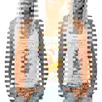 F-Caw-F Chicken Humor Rooster Christmas Ugly Sweater Tri-Blend Women Tank Top | Seseable CA