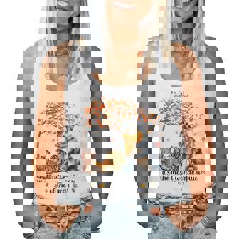 Fall Maple Tree Print Dog Lover Happy Thanksgiving Australian Shepherd Autumn Fall Women Tank Top | Mazezy