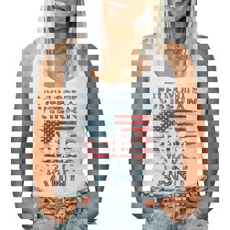 My Favorite Veteran Is My Aunt American Flag Veterans Day Women Tank Top | Mazezy