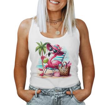 Flamingo At Beach Cute Flamingo Tropical Birds Girl Women Tank Top - Thegiftio UK