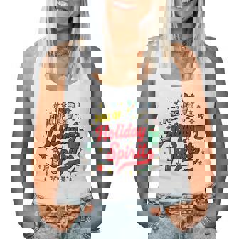 Full Of Holiday Spirit Retro Christmas Drinks Wine Women Tank Top - Monsterry