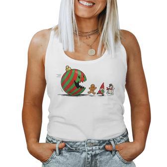 Christmas Ornament Ball Retro Eating Videogame Gnome Women Tank Top - Thegiftio
