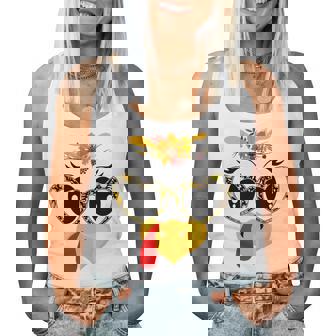 Turkey Face Floral Colorful Sunglasses Thanksgiving Tri-Blend Women Tank Top | Seseable CA