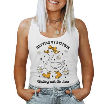 Getting My Steps In Walking With The Lord Christian Goose Women Tank Top - Seseable