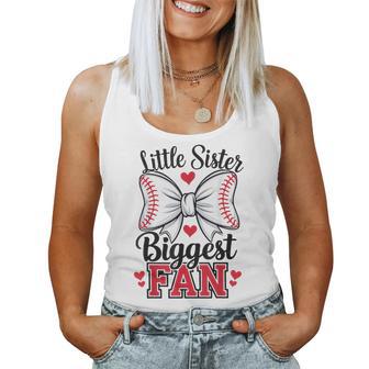 Girl Little Sister Biggest Fans Baseball Game Day Toddler Women Tank Top - Monsterry
