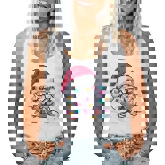 Golf Ball Santa Hat Christmas Golfing Xmas Lights Tri-Blend Women Tank Top | Mazezy