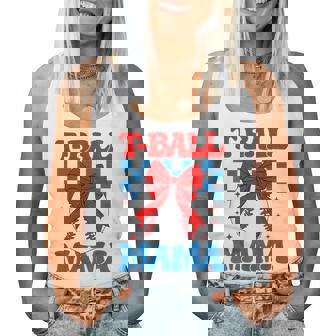 Groovy Tball Mom Softball T-Ball Mama Checkered Women Tank Top | Seseable CA