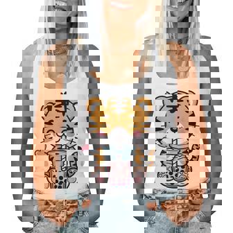 Kawaii Tiger Boba Tea Anime Japanese Bubble Tea Lover Girls Women Tank Top | Seseable FR