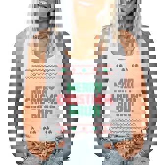 Merry Christmas Bruh Ugly Christmas Santa Women Women Tank Top - Thegiftio