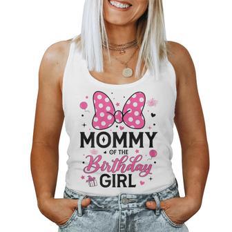 Mommy Of The Birthday Girl Cute Pink Bow Family Women Tank Top - Thegiftio