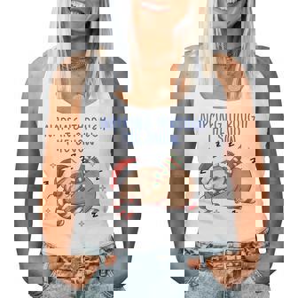 Napping Through The Snow Quote Christmas Sloth Candy Cane Women Tank Top | Mazezy