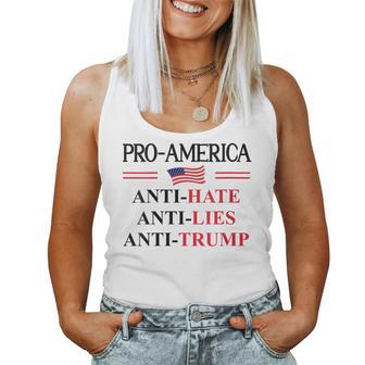 Pro America Anti Trump Hate Lies Resist Sign Anti Trump Flag Women Tank Top - Thegiftio