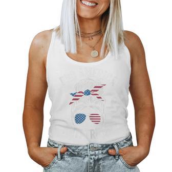 Pro America Anti Trump Messy Bun Political Flag Resist Women Tank Top | Mazezy