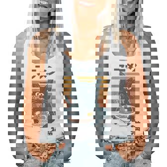 Retro Cat Eating Ramen Noodles Anime Girls Boys Women Women Tank Top | Seseable CA